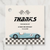 Jongens Blue Retro Race Auto Verjaardagsfeest Bedankjes Labels (Voorkant)