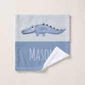 Jongen's Blue Waterverf Crocodile Safari Baby Chil Bad Handdoek (Wasdoekje)