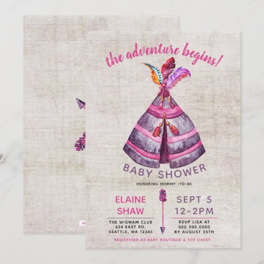 Jongens Boho TeePee Baby Shower-uitvindingen Kaart (Voorkant / Achterkant)