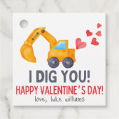 Jongens Bouwgraver Vrachtwagen Valentijns Label (Voorkant)