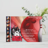 Jongens Bowling Party uitnodigingen (Staand voorkant)