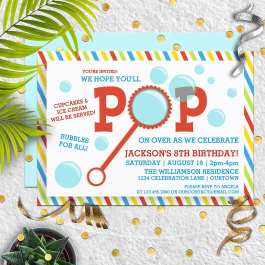 Jongen's Bubble Party Birthday Invitation Kaart