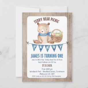 Jongens Bunting Teddy Bear Picknick 1e Verjaardag Kaart