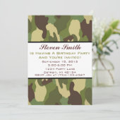 Jongen's Camo Birthday-uitnodiging Kaart (Staand voorkant)