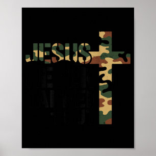 Jongens Camo Christelijk Worstelen Jezus Nooit Aan Poster