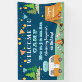 Jongens Camping Birthday Camp Out Party Welcome Spandoek (Verticaal)