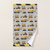 Jongens constructie graafmachines gepersonaliseerd bad handdoek (Handdoek)