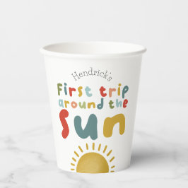 Jongens Cool 1e reis rond de zon Zomer Verjaardag Papieren Bekers