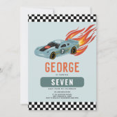 Jongens Cool Blue Racing Auto Kinderen Verjaardag Kaart (Voorkant)