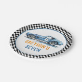 Jongens Cool Blue Racing Auto Kinderen Verjaardag Papieren Bordje (Gekanteld)