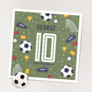 Jongens Cool Groen Sport Voetbal Kinderen Verjaard Servet
