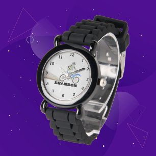 Jongens Cool Motorfiets Zwart Custom Naam Kinderen Horloge