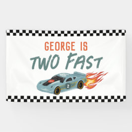 Jongens Cool Twee Snelle 2e Verjaardag Hot Car Spandoek