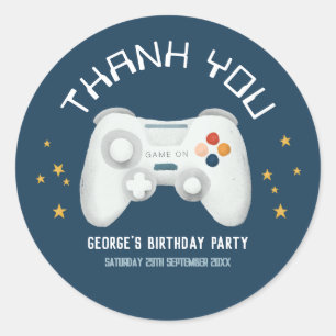 Jongens Cool Video Game Dank u Kinderen Verjaardag Ronde Sticker