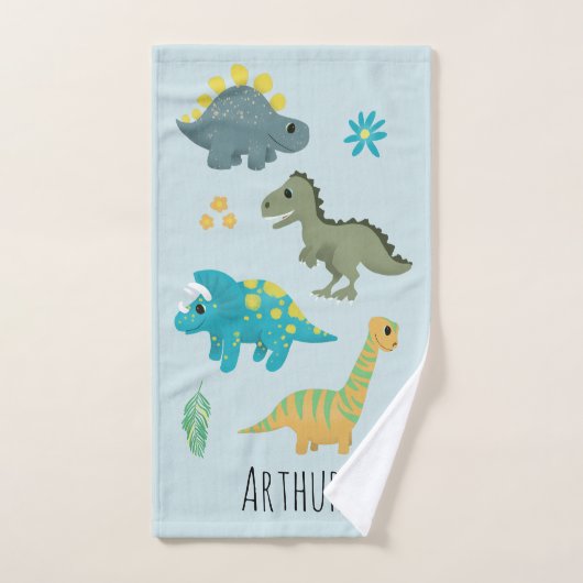 Jongens Cute Modern Blue Dinosaur Pattern Kinder Bad Handdoek (Handdoek)