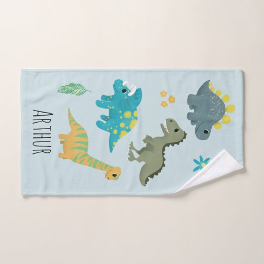Jongens Cute Modern Blue Dinosaur Pattern Kinder Bad Handdoek (Handdoek)