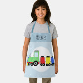 Jongens Cute Modern Train & Name Kinder Schort (Insitu)