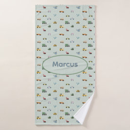 Jongens Cute Transport Auto Patroon monogram Kinde Badhanddoek