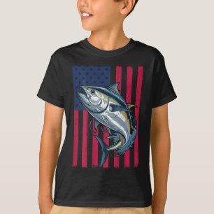 Jongens Diepzee Vissen Amerikaanse Vlag Blauwvinto T-shirt
