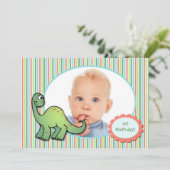 Jongen's Dinosaur Eerste Verjaardag Uitnodiging (Staand voorkant)