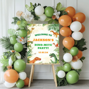 Jongens Dinosaur Verjaardagsfeest Welkom Poster