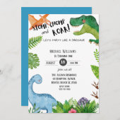 Jongens Dinosaurus 1e Verjaardagsfeest Kaart (Voorkant / Achterkant)