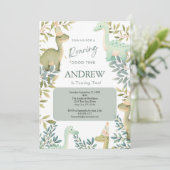 Jongens Dinosaurus Verjaardagsfeest 1e 2e 3e 4e Kaart (Staand voorkant)