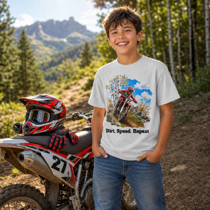Jongens Dirt Bike Motocross Racing Slogan T-shirt