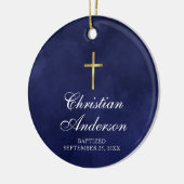 Jongens doop doop blauw keramisch ornament (Links)