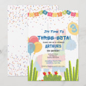 Jongens Drie-Esta Fiesta Verjaardag Uitnodiging (Voorkant / Achterkant)