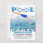 Jongens Duiken Pool Party Kaart (Voorkant)