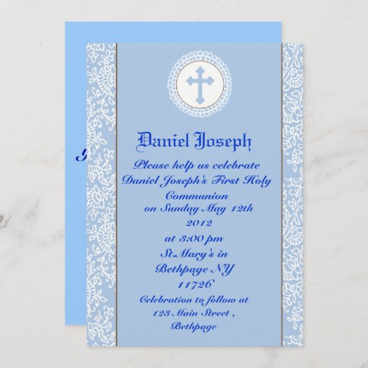 Jongens Eerste Heilige Communauteit Uitnodigingen (Voorkant / Achterkant)