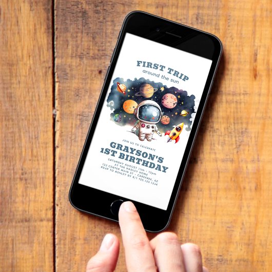 Jongens eerste reis Astronaut digitale verjaardag Kaart