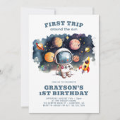 Jongens eerste reis Astronaut digitale verjaardag Kaart (Voorkant)