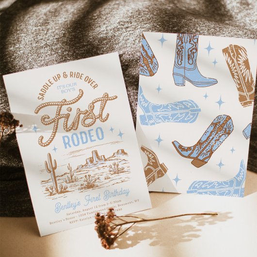 Jongens eerste Rodeo Verjaardagsuitnodiging Kaart
