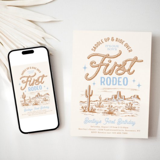 Jongens eerste Rodeo Verjaardagsuitnodiging Kaart