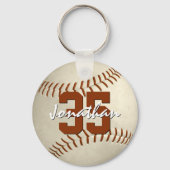 Jongen's eigen naam jersey-nummer honkbal sleutelhanger (Achterkant)