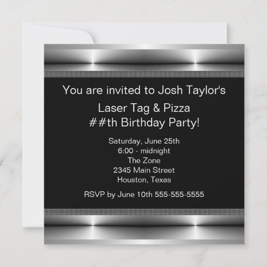 Jongens elk nummer verjaardagsfeestje kaart (Achterkant)