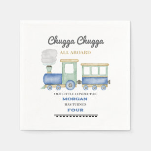 Jongen's elke leeftijd Verjaardag Blue Train Chugg Servet