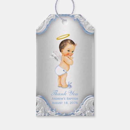 Jongens Engel Doop Dank u Cadeaulabel (Voorkant)