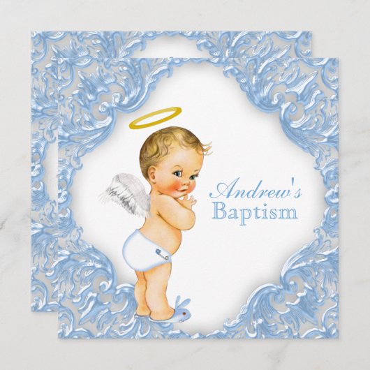 Jongens Engel Doop Doop Kaart (Voorkant / Achterkant)