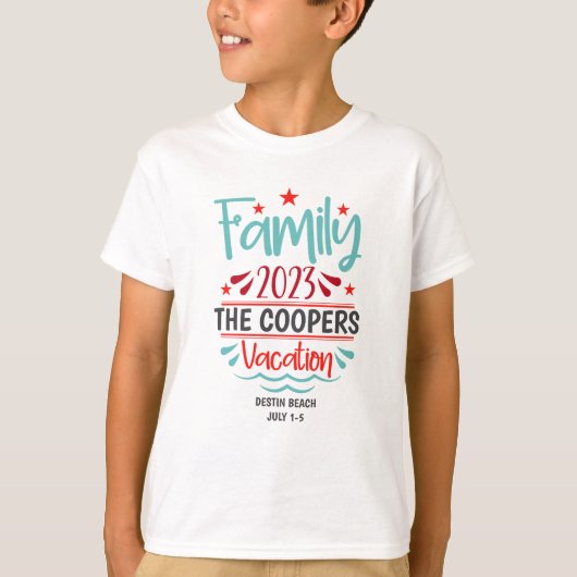 Jongens Familie Vakantie Strand Zomer Custom T-shirt (Voorkant)