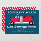 Jongens Fire Truck Verjaardag Uitnodiging (Voorkant / Achterkant)