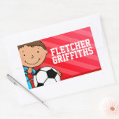 Jongens football voetbalnaam rood id label sticker (Envelop)