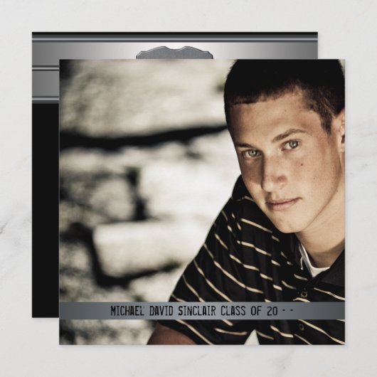 Jongens Foto Afstuderen aankondiging (Voorkant / Achterkant)