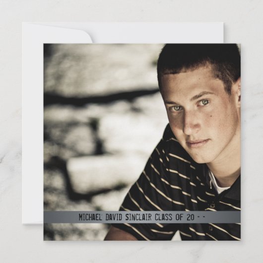 Jongens Foto Afstuderen aankondiging (Voorkant)