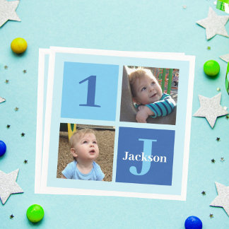 Jongens Foto Collage Aangepast Blauw Kinderen Verj Servet