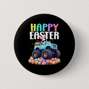 Jongens Gelukkig Pasen Monster Truck Paaseieren Pe Ronde Button 5,7 Cm