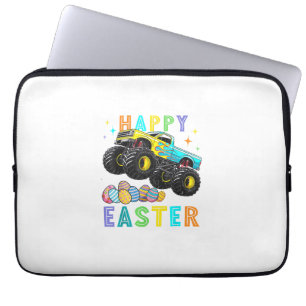 Jongens Gelukkig Pasen Monster Truck Pasen Eieren  Laptop Sleeve