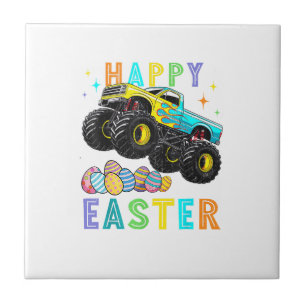Jongens Gelukkig Pasen Monstertruck Pasen Eieren P Tegeltje